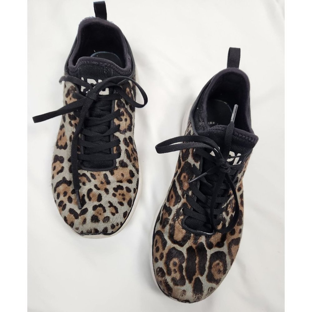 APL Women's Sz. 8 Phantom TechLoom Leopard Print Calf Hair Low-Top Sneakers